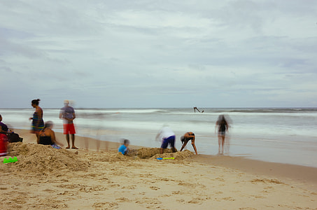 digging, beach, people, cloud, sand, sea thumbnail