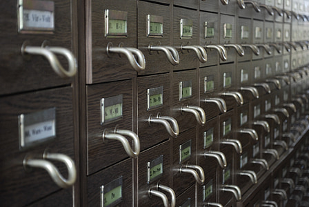 brown wooden index card drawer lot thumbnail