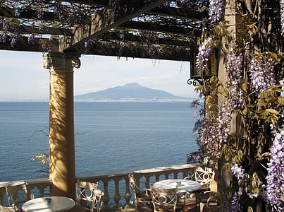 terrace with tables near the body of water thumbnail