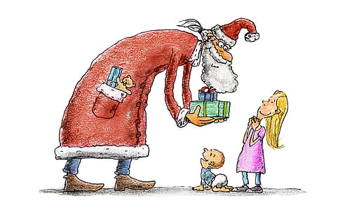Santa claus giving gift to child illustration thumbnail