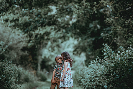 Siblings, children, hugging. thumbnail