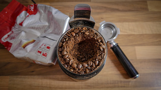 photo of brown coffee jar beside red labeled pack thumbnail