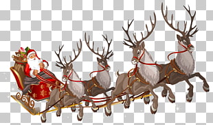 Santa Claus's reindeer Santa Claus's reindeer Rudolph, Santa Claus with Sleigh , Santa Claus PNG clipart