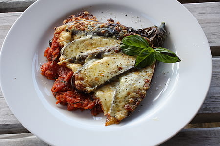 food on round white plate thumbnail