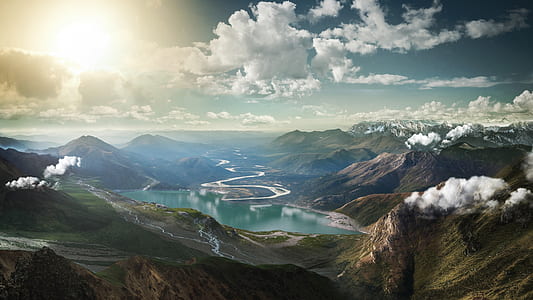 rocky mountains and white clouds thumbnail