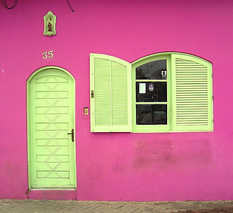 green painted door and window door thumbnail