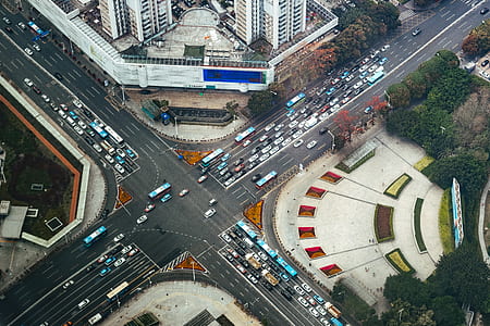 aerial photo of vehicles on road intersection thumbnail