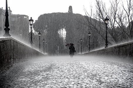 woman passing above bridge under umbrella during rainy weather conditioner thumbnail
