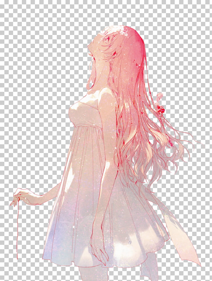 Pink anime girl render