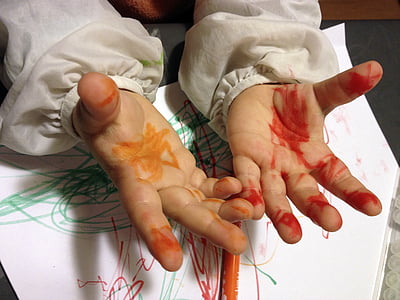 photo of human hand with color thumbnail