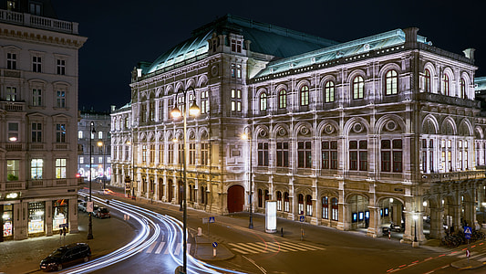 Lights, streets, and buildings in Vienna, Austria thumbnail
