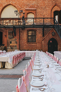 Table at a wedding reception in the castle thumbnail