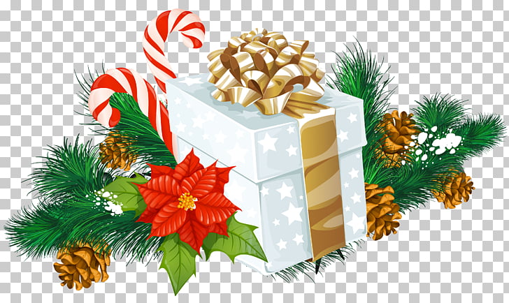 Christmas Holiday Party , Transparent Christmas White Gift Decor , gift box with gold bow illustration PNG clipart