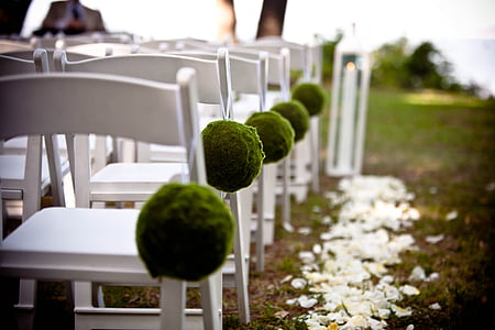 empty white wooden chairs lot thumbnail