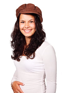 Woman Wearing Brown Cap and White Long Sleeve Shirt thumbnail