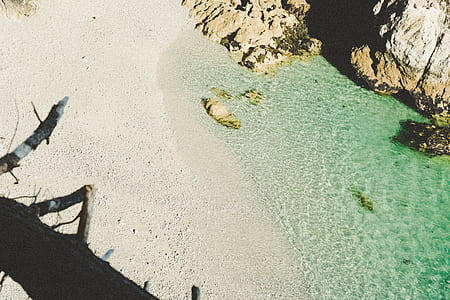 bird's-eye view photography of seashore thumbnail