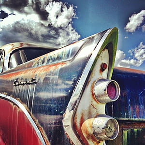 vintage white and blue car thumbnail