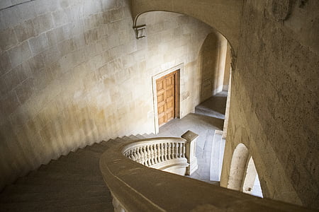 empty downstairs and closed door at distance thumbnail