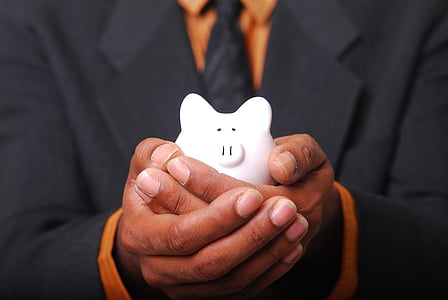 person holding white piggy bank thumbnail