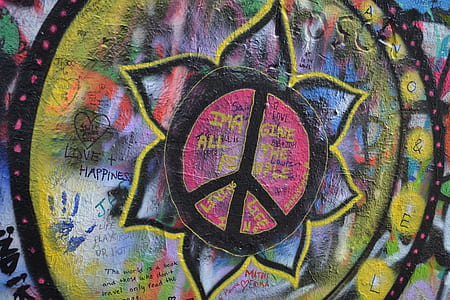 round multicolored peace sign wall art thumbnail