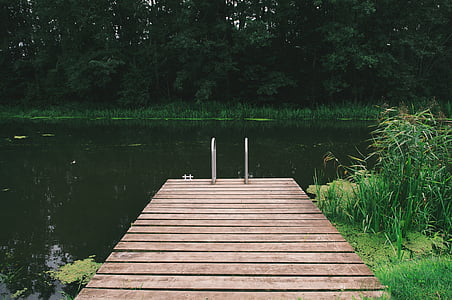 brown wooden jetty facing body of water thumbnail