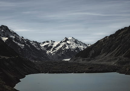 snow capped mountain under cloudy sky thumbnail