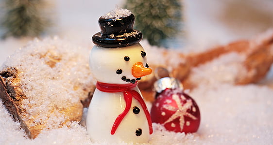 snowman figurine on white surface thumbnail