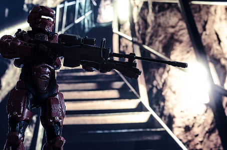 character holding rifle digital wallpaper thumbnail