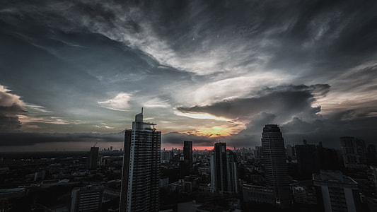 bird's eye view of city during sunset thumbnail