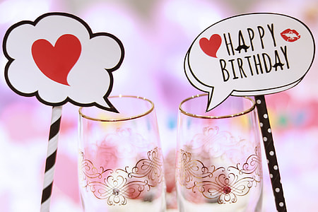 two clear glass cups with happy birthday message thumbnail
