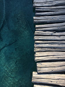 aerial photography of wooden dock thumbnail