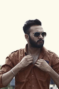 man wearing brown dress shirt thumbnail