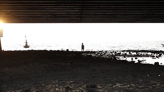 silhouette of person standing near the body of water thumbnail