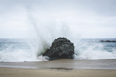 sea waves hitting gray rock thumbnail