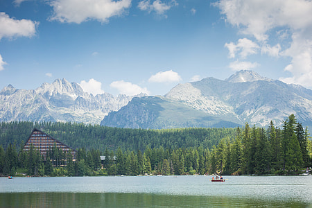 High Tatras Mountains Panorama Scenery with Lake and Woods thumbnail