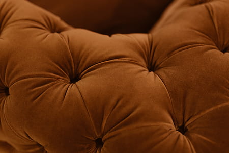 Orange velvet couch thumbnail