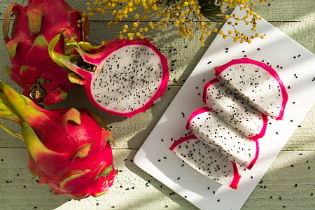 Sliced Dragon Fruits on Plate thumbnail