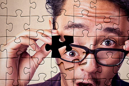 person wearing eyeglasses jigsaw puzzle thumbnail