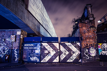 Night shot of Boxpark in Shoreditch, London thumbnail