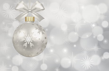 silver baoble with snowflakes print thumbnail
