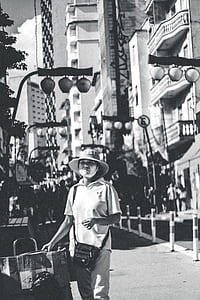 black-and-white, people, woman, lights thumbnail
