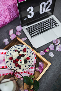 Summer berries with a sweet dessert on a plate in a drawer thumbnail