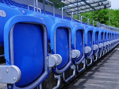 blue and gray audience folding chairs thumbnail