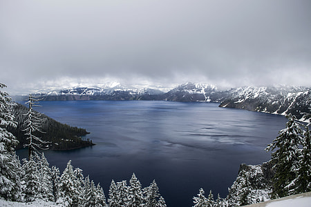 Foggy Skies over Crater Lake National Park, Oregon thumbnail