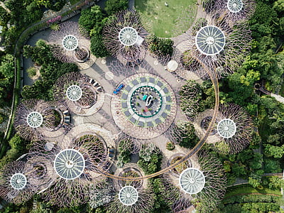 aerial view, drone, from above, garden thumbnail