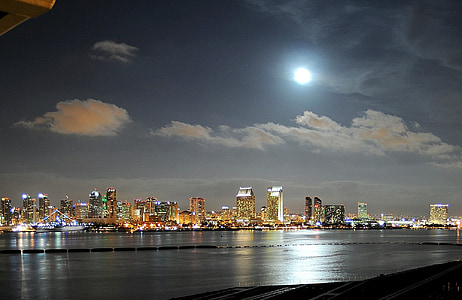 person showing city buildings during night thumbnail