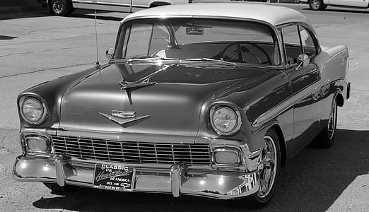 Chevrolet Bel Air grayscale photography during daytime thumbnail