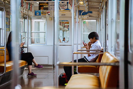 man and woman facing each other at the train thumbnail