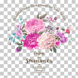 Flower bouquet Watercolor painting Wedding invitation, Beautifully hand-painted flowers material plant, pink carnation flower with text overlay PNG clipart