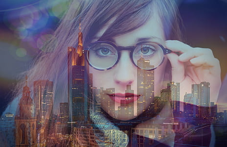 woman and city during night art thumbnail